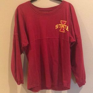 Oversized red long sleeve Iowa state shirt